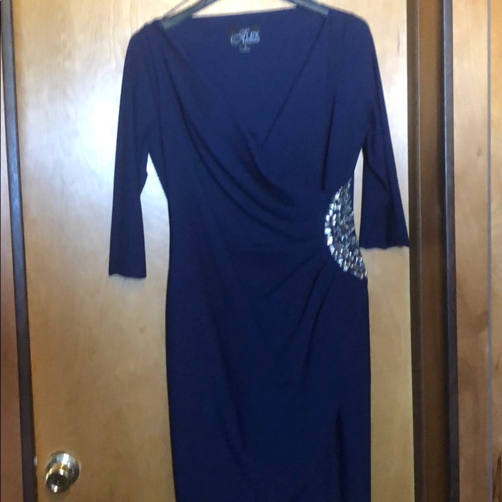 Elegant deep blue w/rhinestones dress
